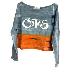 One Teaspoon NWT Cropped Long Sleeve Cotton Tie Dye Top Size Small